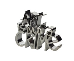 Art Is Not A Crime (Silver) by Mr. Brainwash - Chrome Plated Resin Sculpture sized 8x6 inches. Available from Whitewall Galleries