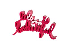 Life is Beautiful (Pink) by Mr. Brainwash - Painted Resin Sculpture sized 12x7 inches. Available from Whitewall Galleries